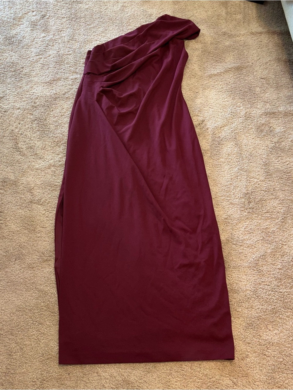 DB Studio size 18 One-Shoulder Burgundy Evening Gown